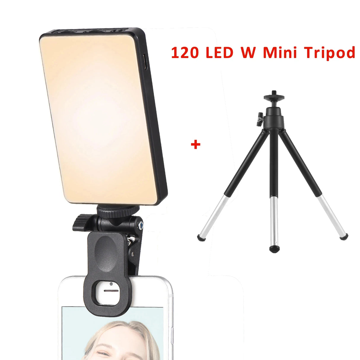 Mini Clip-on Mobile Phone LED Light Selfie Light 120 LED 2500K-9000K W/ Battery for iPhone Samsung Huawei Xiaomi Smartphones