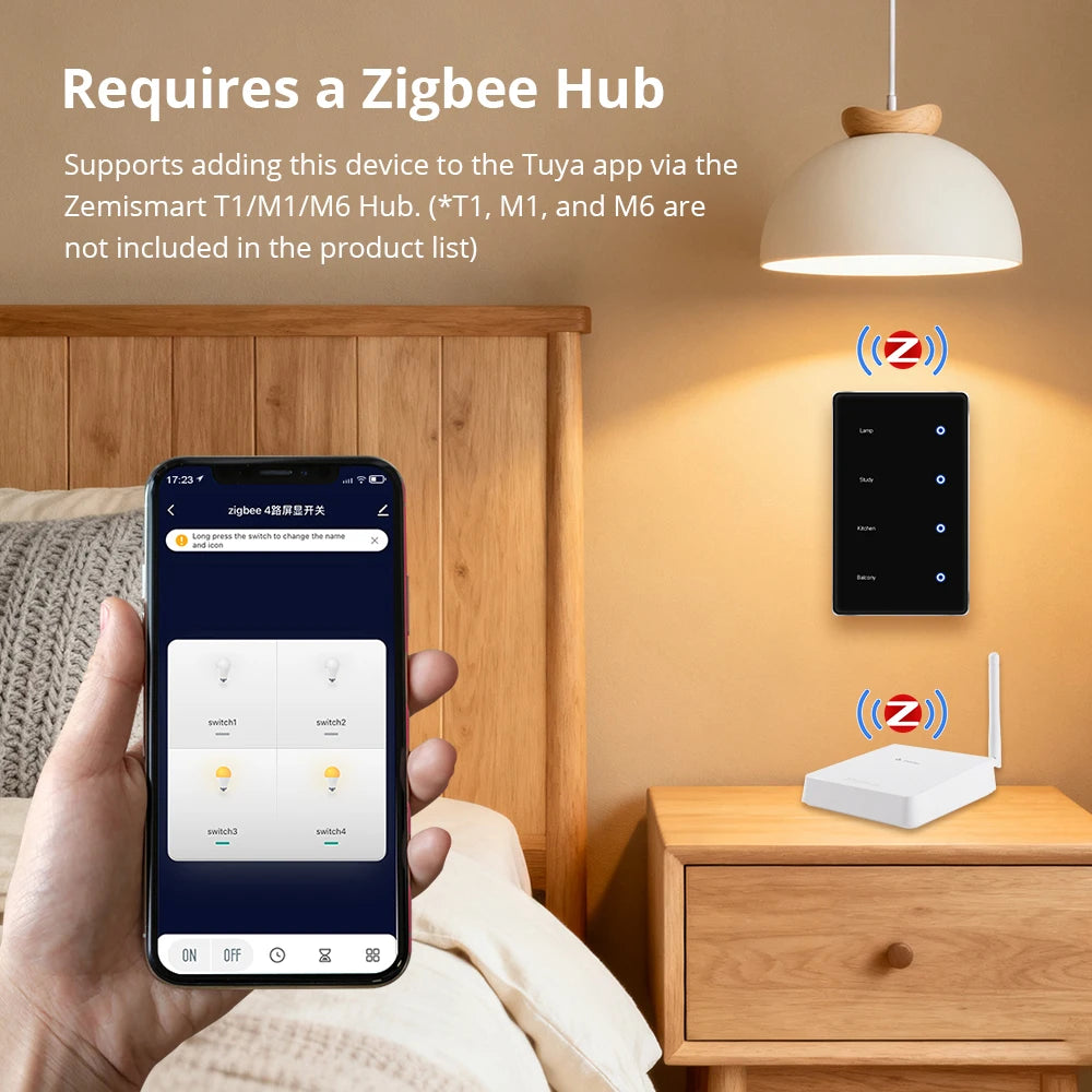 Zigbee DIY Smart Light Switch with Touch Display (Black) - US Standard Tuya Switch
