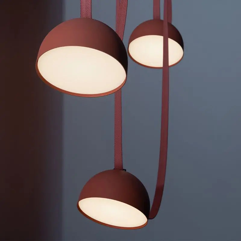 Leather Adjustable LED Ceiling Chandelier Nordic Home Appliance Handmade Dining Living Room Decoration Show Flat Pendant Lamp