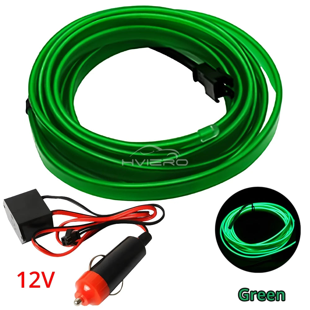1M/2M/3M/5M Colour Car Interior Lighting LED Strip Auto Decoration Wire Rope Tube Line Flexible Neon Lights USB Drive Atmosphere