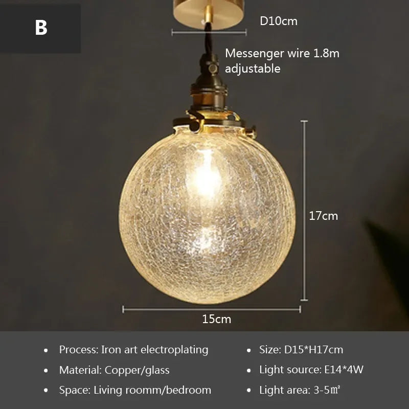 Glass Pendant Light Nordic Dining Room Retro Chandeliers Creative Minimal E27 Transparent Lampshade For Restaurant Lamp Luster