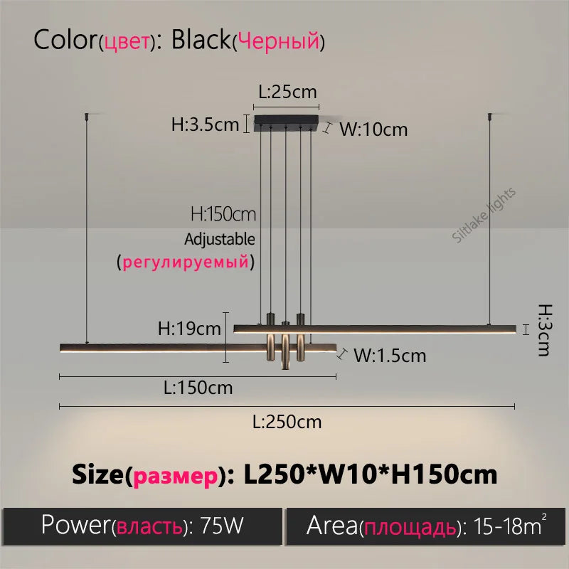 Modern LED Strip Pendant Light - Designer Hanging Lamp with Memory Function