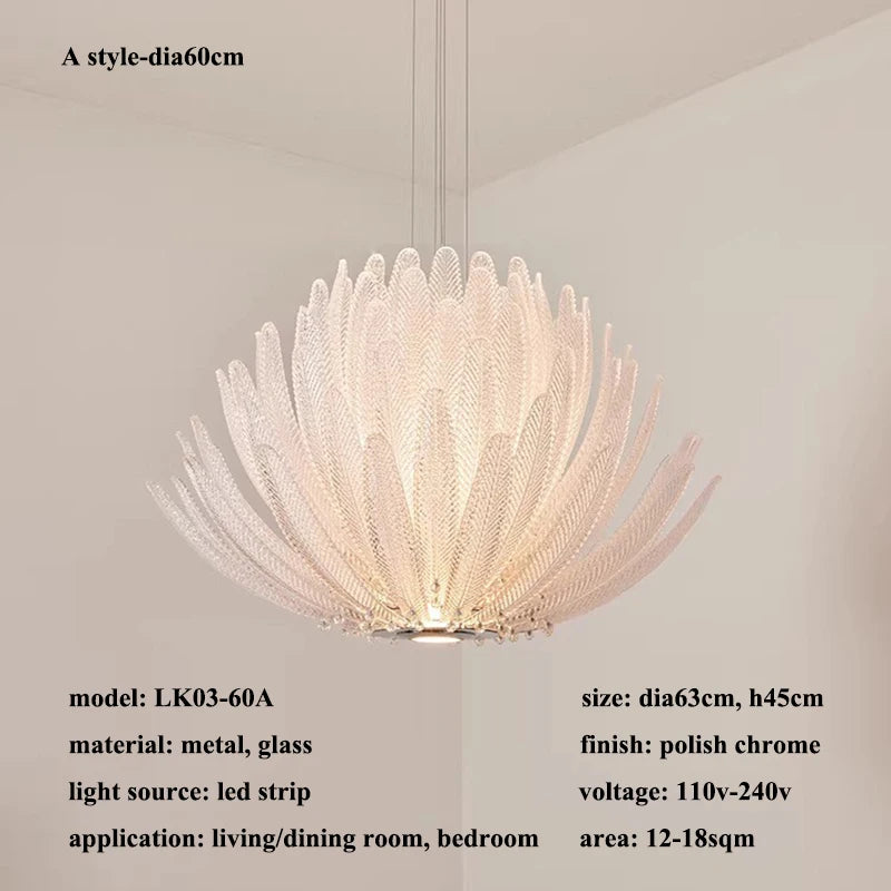 French Luxury Living Room Restaurant Pendant Lights Bedroom Hotel Villa High-end Crystal LED Chandelier Home Decor Lamps Fixture