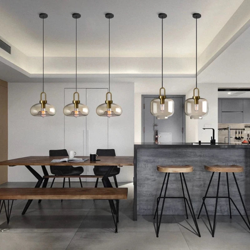 Nordic Single Head Glass Pendant Lamp - Creative Personality Restaurant Light