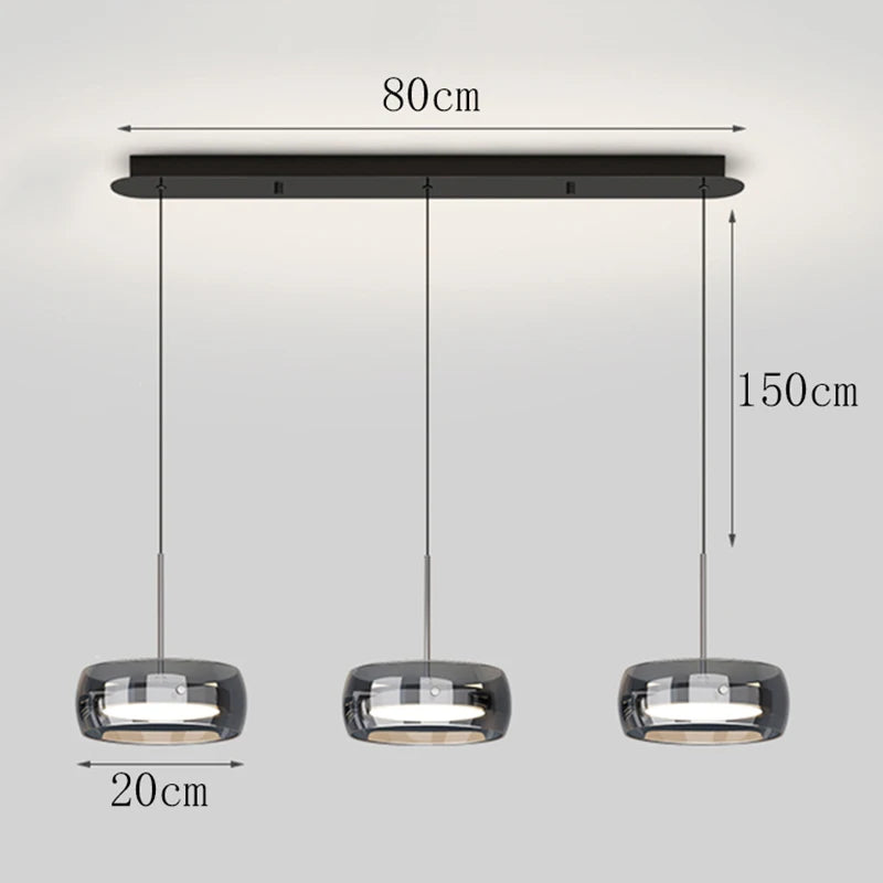 LED Italian minimalist restaurant pendant light, high-end glass dining table bar, desk lamp, modern island dining room lighting