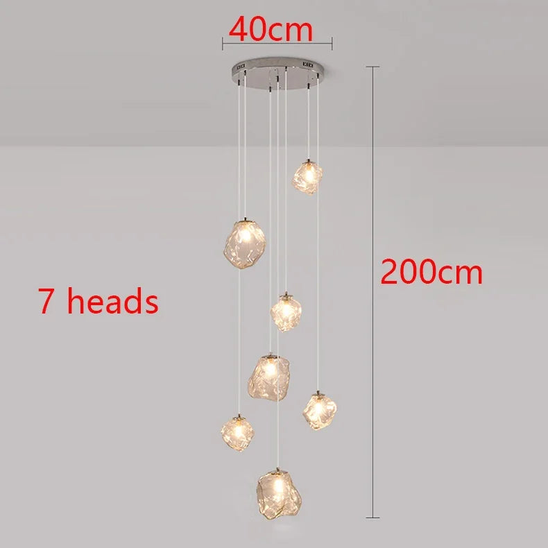 Nordic Creative Modern LED Light Chandeliers Irregular Lampshade Art Living Room Stair Pendant Light Living Room Home Decor