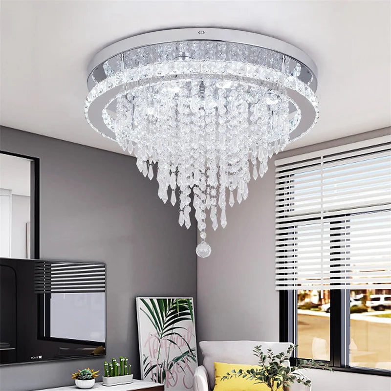 Smart LED K9 Crystal Chandelier - Modern Luxury Remote Control Ceiling Light