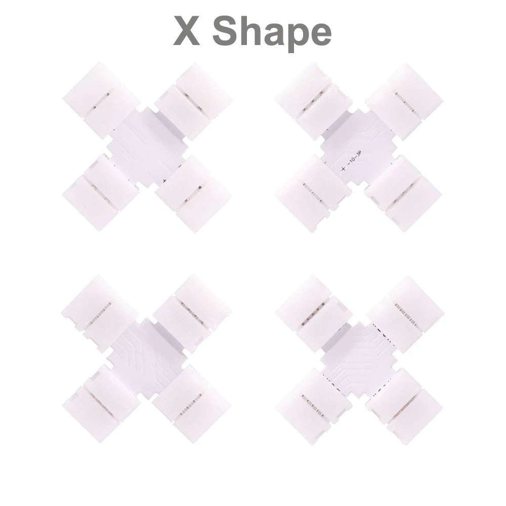 LED Strip Solderless Led Connector 2/3/4/5PIN L/T/X Shape Corner Connector For 10mm WS2811 WS2812 3528 5050 RGB Led Strip Light
