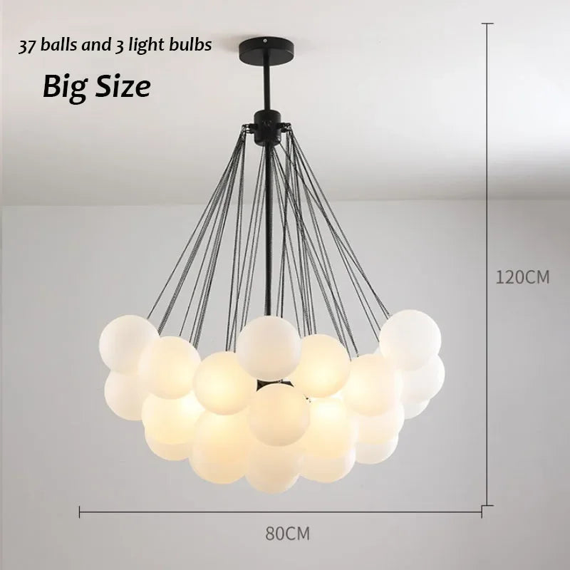 Nordic Led Glass Chandelier Lighting 19/37 Balls Black Gold Chandeliers Glass LED Pendant Lamp for Dining Room Living Decoration