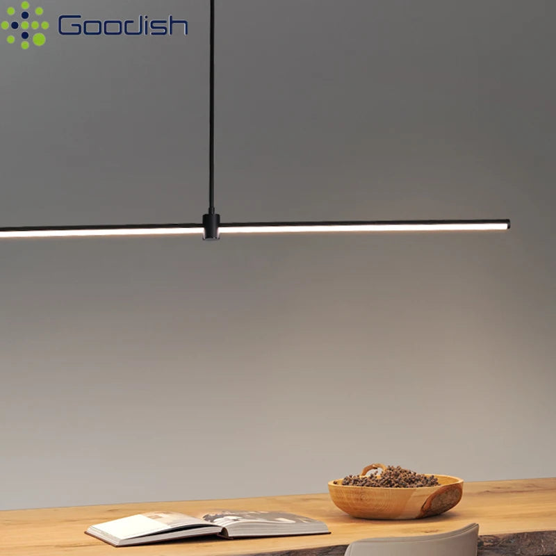 Modern Simplicity Long Linear LED Pendant Lights Strip Hanging Indoor Lamps for Office Table Kitchen Home Decoration Chandelier