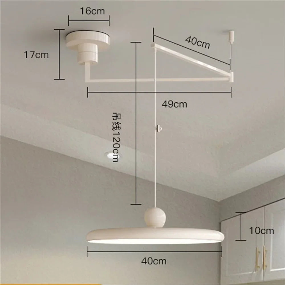 French Rocker arm Hanging Chandelier Light Fixture Folding LED Colorful Pendant Lamp for Living Room Dining Room Bedroom