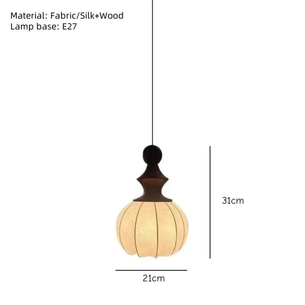 Retro Fabric & Solid Wood LED Pendant Light - Vintage Traditional Ceiling Chandelier Hanging Lamp Fixture for Living Room, Restaurant & Hotel Decor