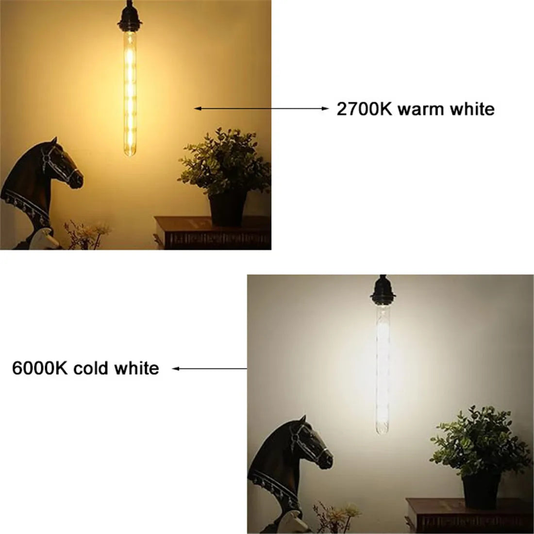 Vintage Tubular LED Filament Light Bulb - T10 T30 Long Tube 4W 6W 8W Edison Lamp