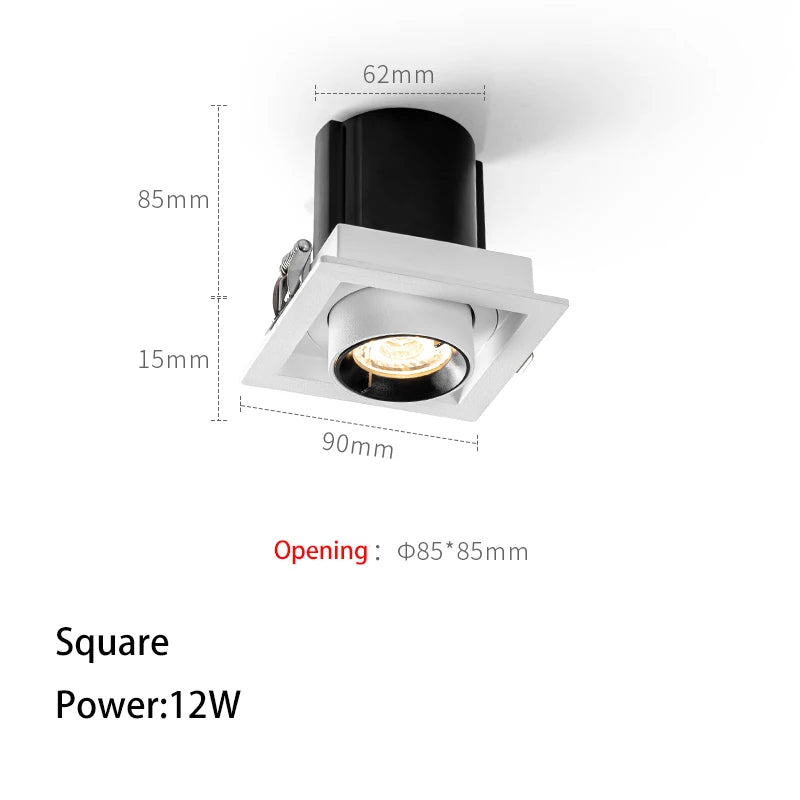 LED Spotlights Telescopic Folding Grille Spot Light Double Heads COB Lamp Square Ceiling Foco Recessed Anti Glare Stretchable