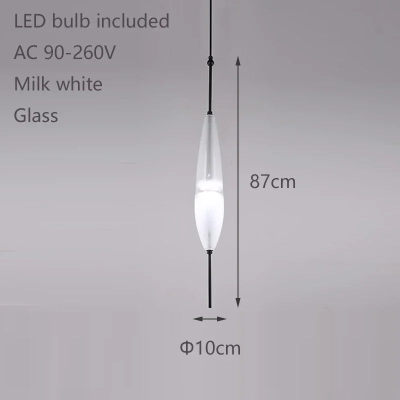2026 Modern Simple Lake Blue Gradient Glass Pendant Lamp Designer Model Room Bedroom Restaurant Bar LED Chandelier Home Decor Li