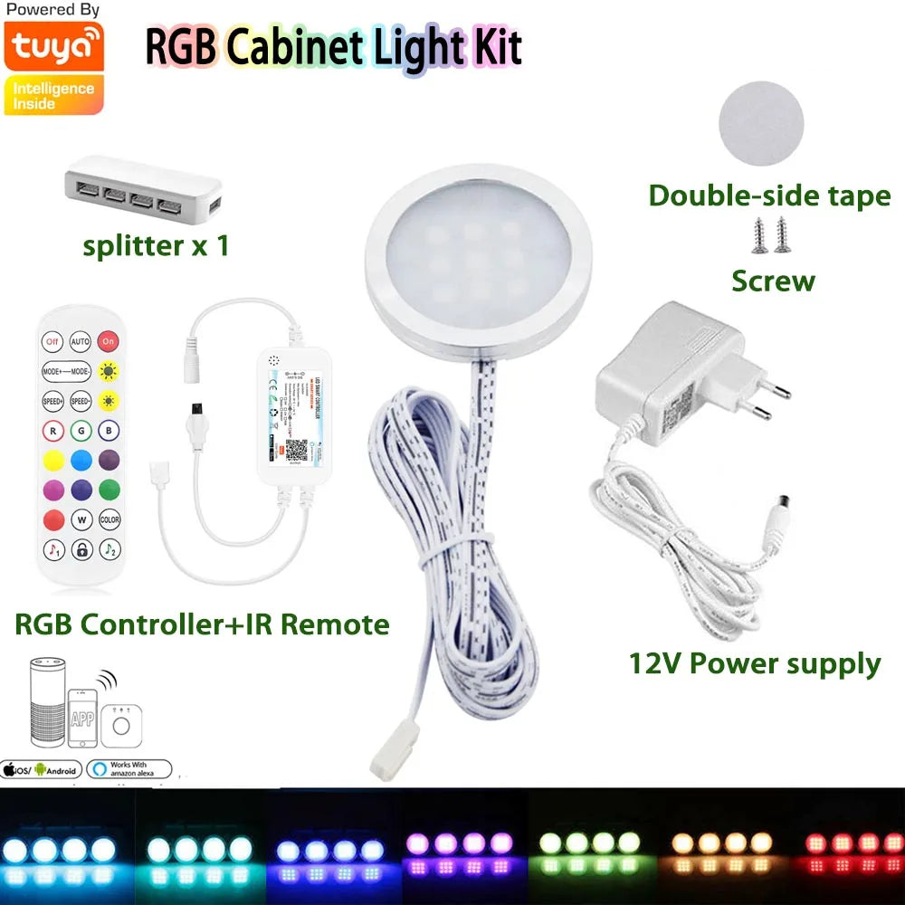 WIFI APP+IR Remote Control RGB/CCT LED Under Cabinet Lighting Dimming Kitchen Counter Furniture Lighting Kit For Decoration