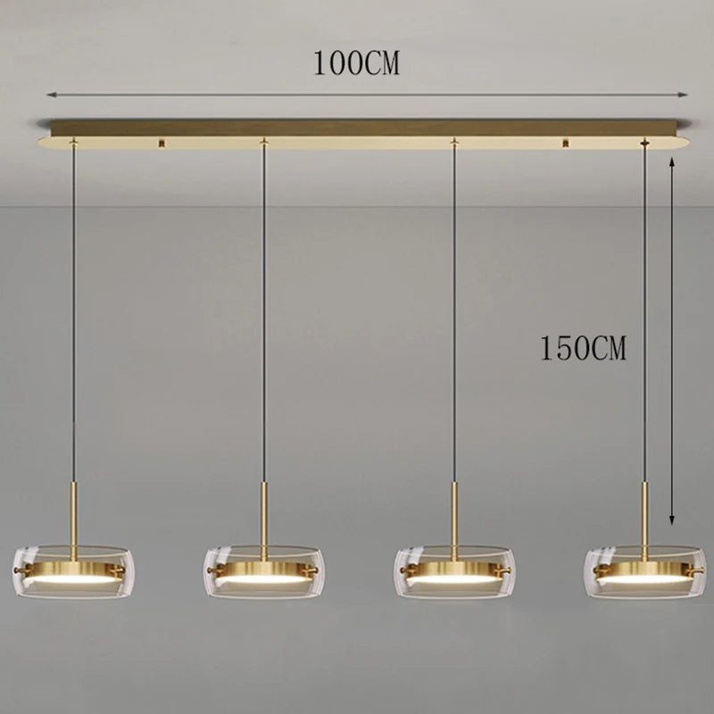 LED Italian minimalist restaurant pendant light, high-end glass dining table bar, desk lamp, modern island dining room lighting