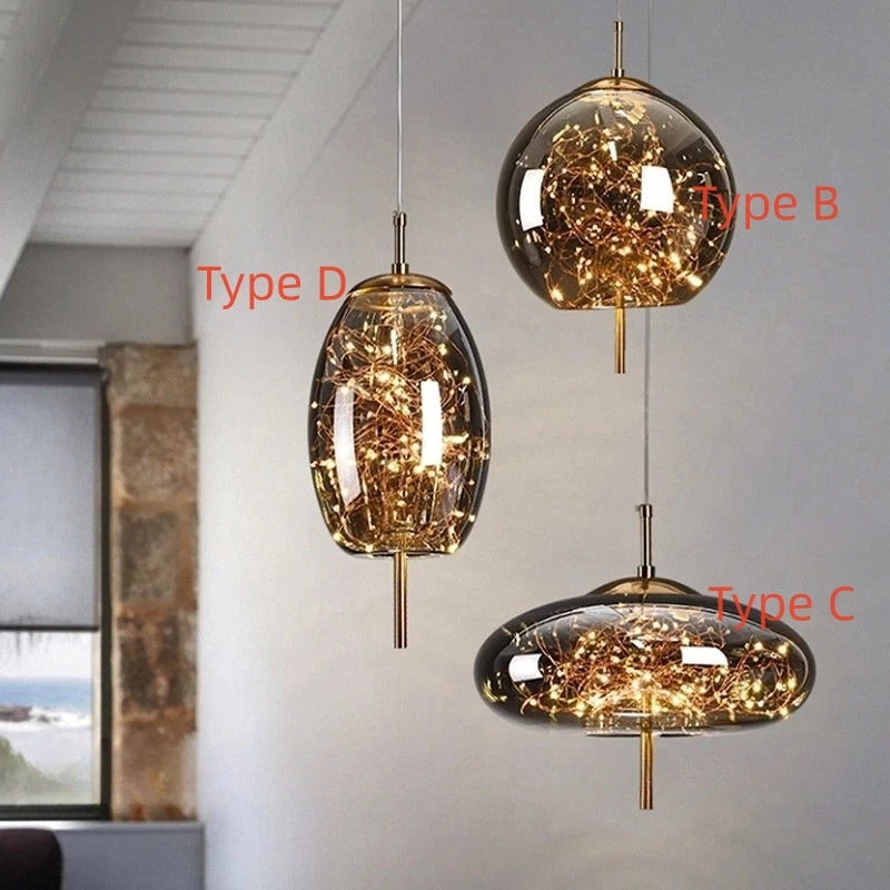 Nordic Luxury Creative Pendant Light Art Glass Minimalist Dining Table Lamp Bar Counter Influencer Bedside Dining Room Lighting