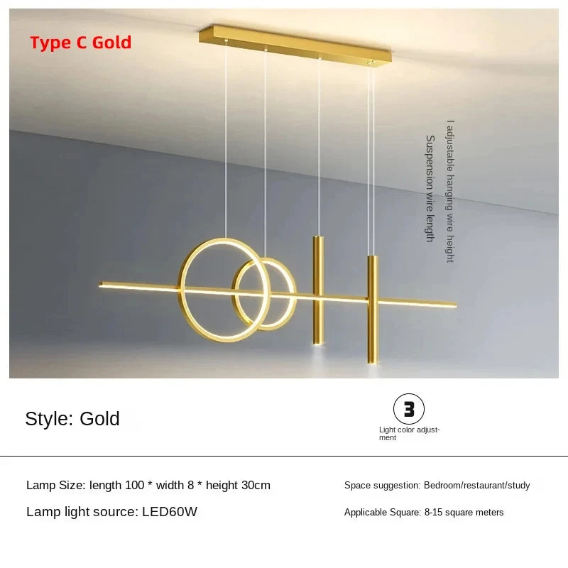Modern Dining Room LED Pendant Light with Remote Control Dimmable Dining Table Hanging Lamp 90-260v Home Decor Chandelier Lights