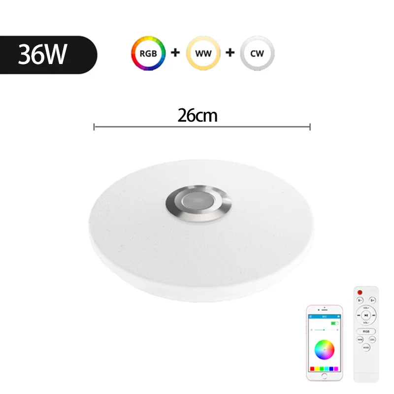 52W RGB Ceiling Lamps Music Player Bluetooth Remote APP Control Light Dimmable 220V for Bedroom Indoor Decoration Lustre