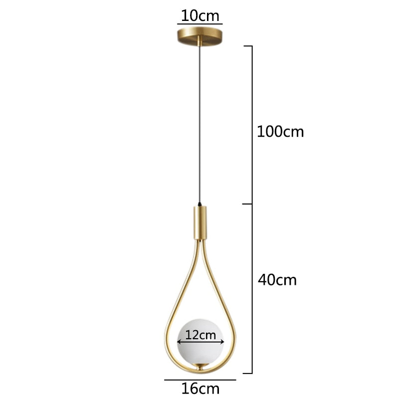 Glass ball brass pendant lighs Nordic bedroom bedside simple home decor Restaurant Bar hanging lamp