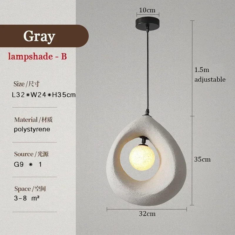Japanese Wabi Sabi Pendant Lights Minimalist Bedroom Kitchen Island G9 LED Chandeliers Home Decor Living Room Hanging Lamps
