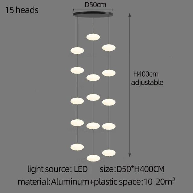 Modern Led staircase chandelier living room hanging light designer Villa duplex building oval string attic pendant lighting