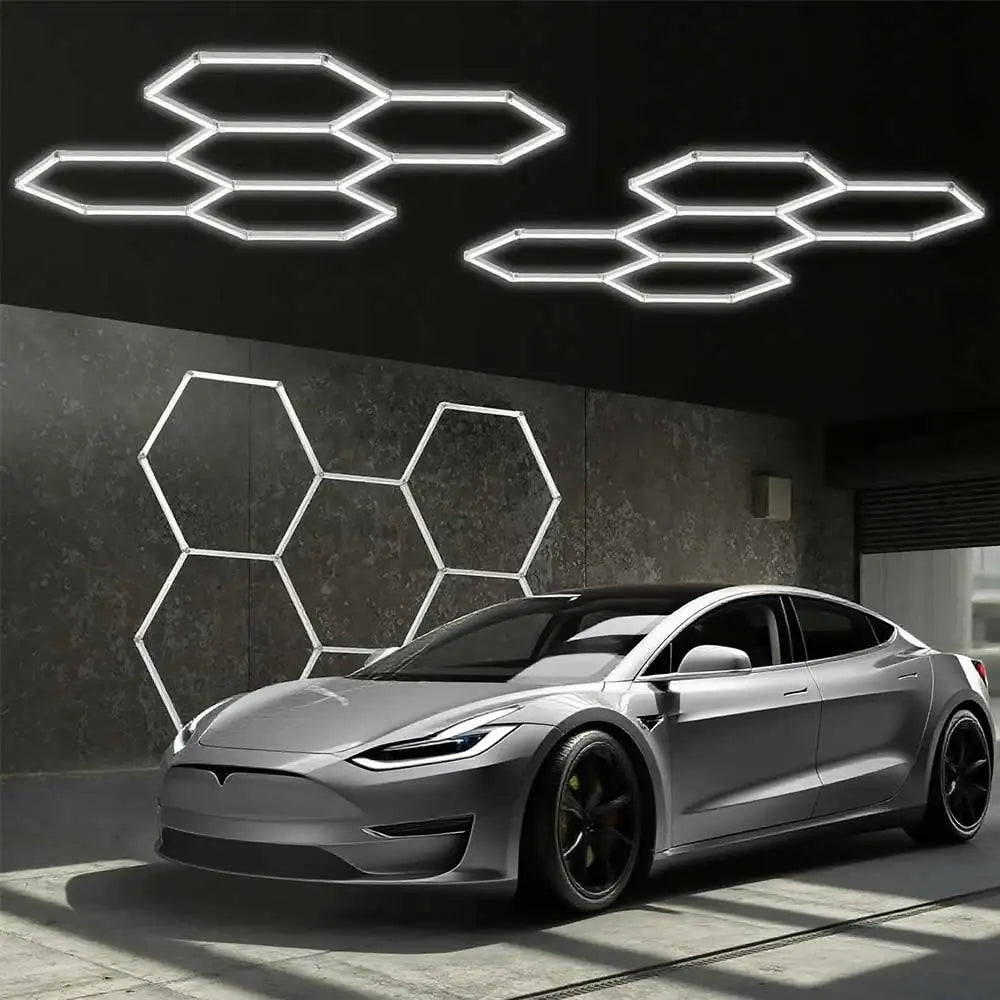 1/3/5/8/14 Hole Hexagonal LED Ceiling Garage Light 6500K Cold Light for Garages and 4S Workshops