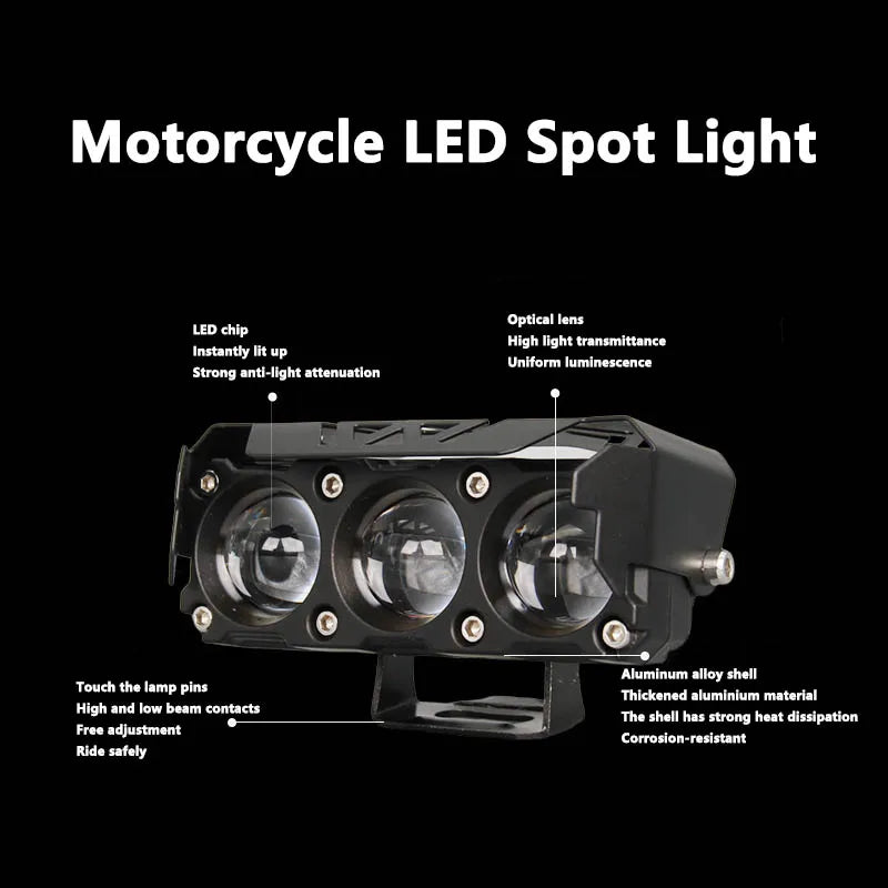 Dual Color LED Motorcycle Spotlights - 12V/24V Fog Lights for Car, SUV, UTV