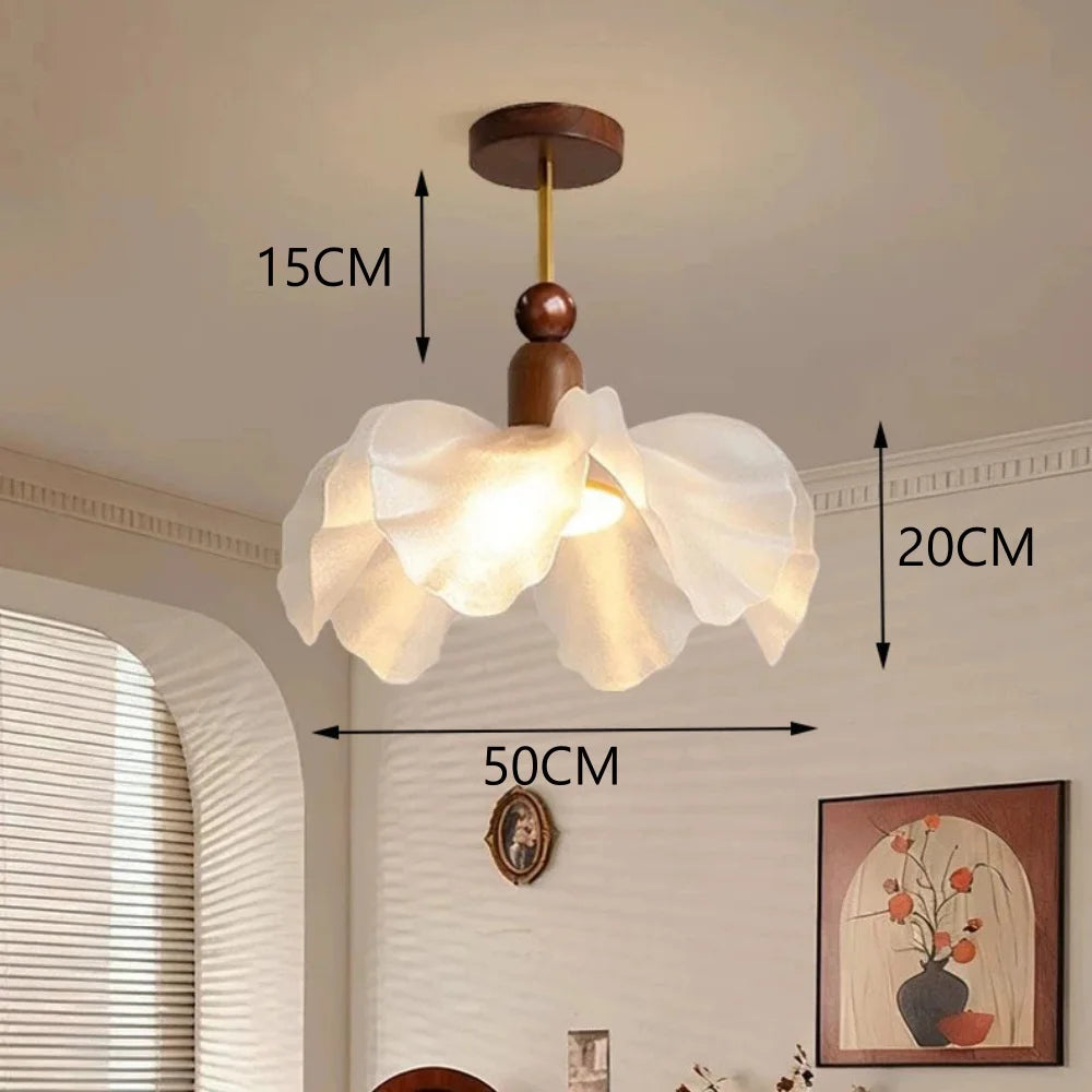 Acrylic Petal Pendant Light Retro Japanese Style Creative Romantic Restaurant Light Antique Simple Pendant Lamp For Living Room