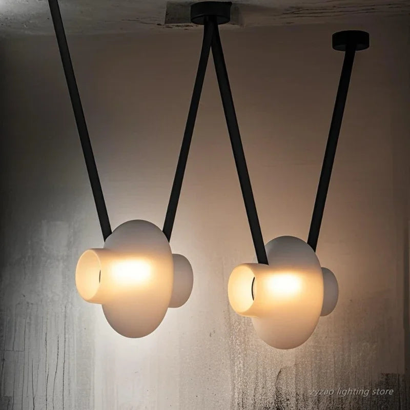 Italy New Designer Luxury Glass LED Pendant Lamp Living Room Bedroom Bar Restaurant Leather Chandelier Interiordecor Lighting