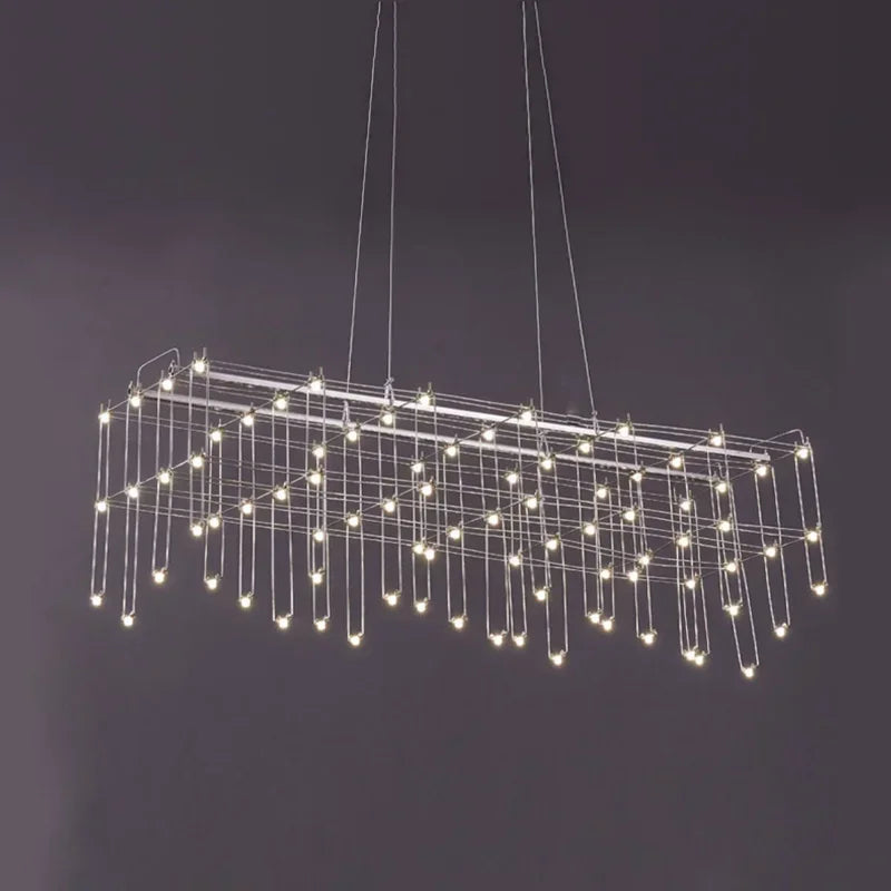Nordic Creative Rectangular Luminaire Starry Chandelier Minimalist Front Desk Clothing Store Bar Rectangular Lighting