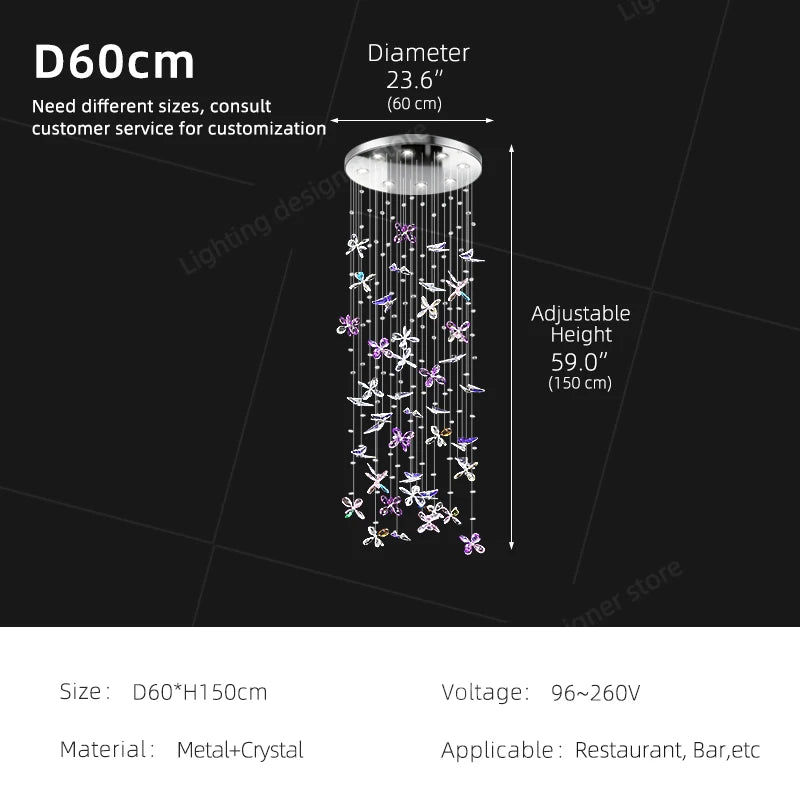Chandelier Over the Dining Table Kitchen Island Pendant Light Dining Room Butterfly Design Chandelier Crystal Hanging Lamp