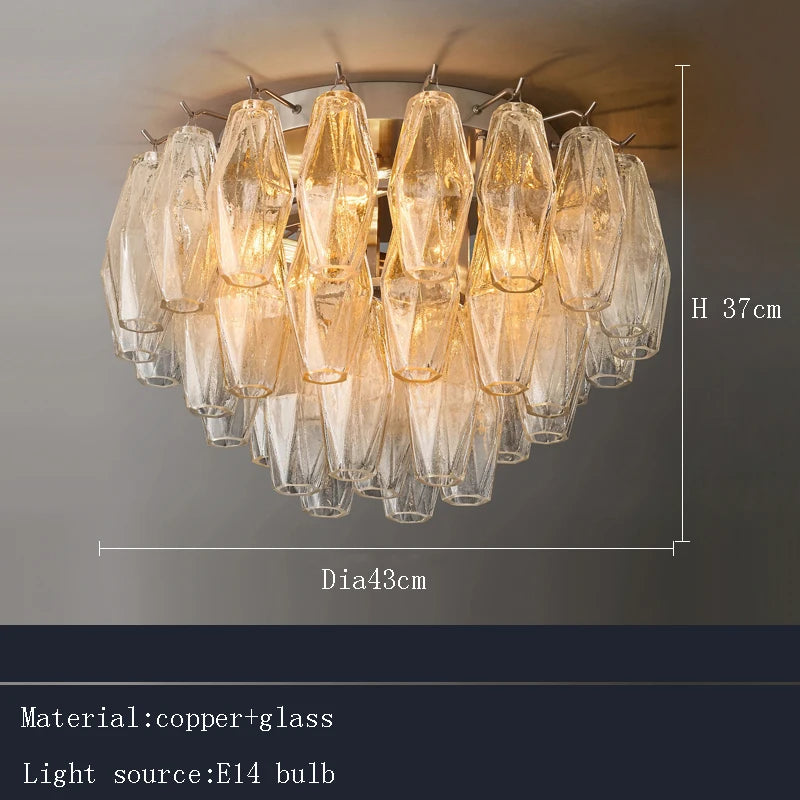 Postmodern Rhomboid Glass Pendant Ceiling Lights 2026 Copper Bronze Home Decoration Chandelier Lighting for Bedroom Living Room