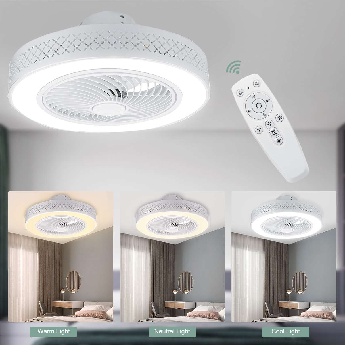 50cm Intelligent Led Ceiling Fan Light 80W Ceiling Fan with Lights 3-Speed Dimmable Smart APP Remote Control Modern LED Lighting