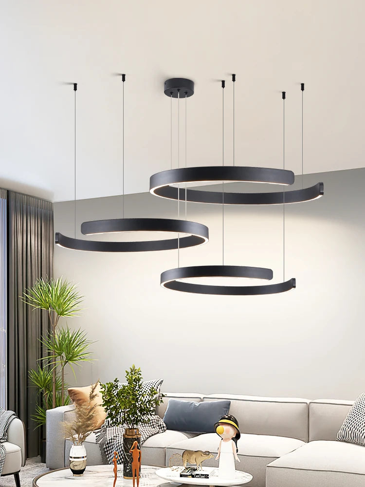 Nordic modern chandelier simple ring light led pendants round lamps