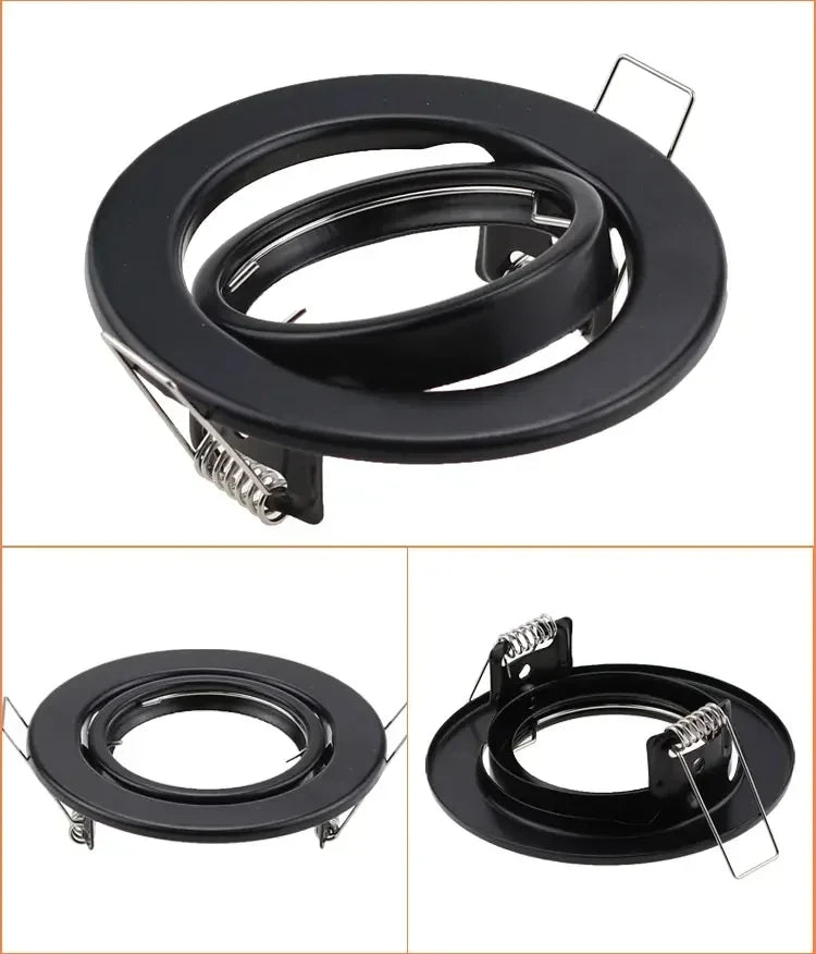Round Adjustable LED Recessed Frame - Metal Spotlight Fitting for GU10 & MR16