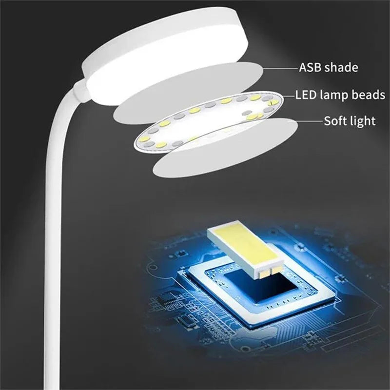 Rechargeable Table Lamp USB Plug Desk Lamp Reading Book Night Light LED 3 Modes Dimming Eye Protection Light Bedside Led Lamps