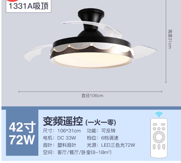 Modern Led White Ceiling Fans With Light Low Floor 36inch 42 Inch Remote Control DC Motor 36W Simple Fans Lighting Living Room