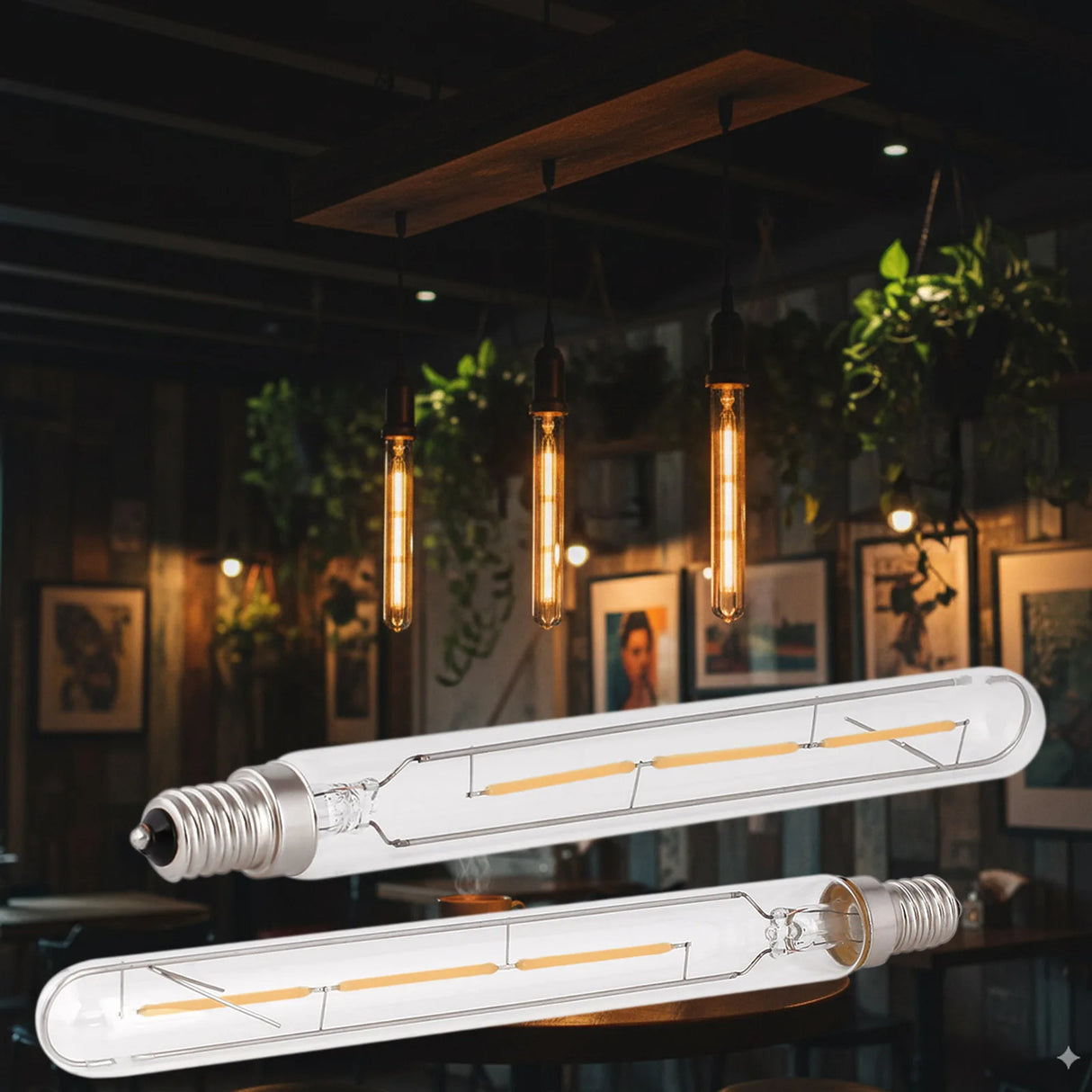 T20 E14 LED Filament Tube Bulb - Vintage Warm White Edison Light (3W-6W)