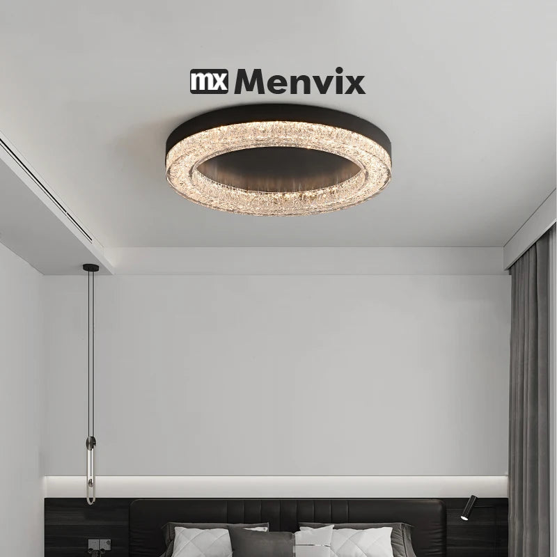 Italian Luxury LED Crystal Chandelier - Modern Flush Mount Ceiling Light