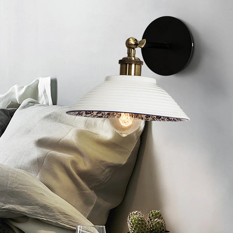 Modern Blue and White Porcelain Wall Lamp Retro Ceramic Sconces Living Lighting Bedroom Bathroom Dining Hall Decoration Fixture