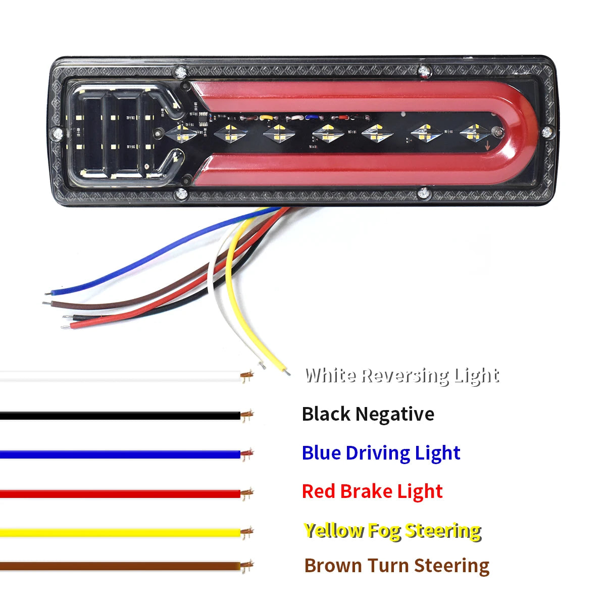 2Pcs LED Taillights Assembly - Universal Turn Signal Brake Stop Reversing Light