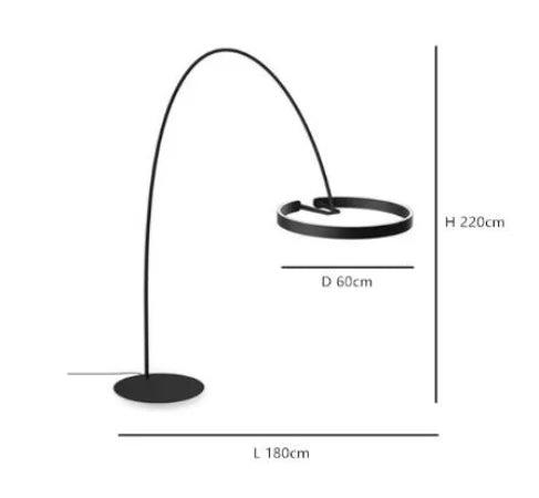 Italian arc floor lamp gold black LED Fishing ring Light Creative Loft Living Room Bedroom Sofa Corner dinner Standing Lamp