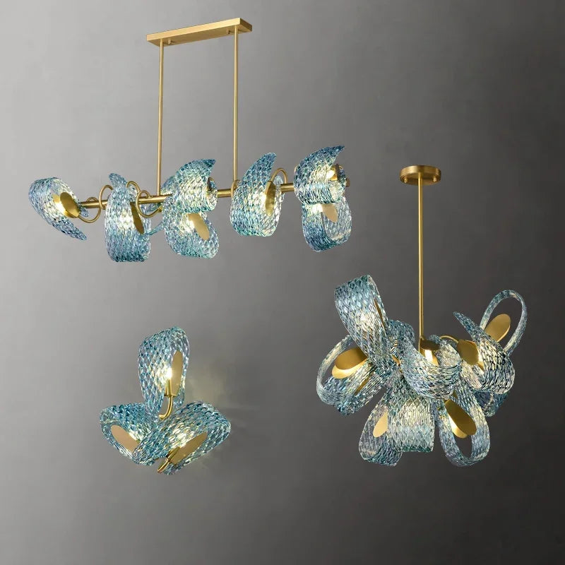 Blue Flower Ceiling Chandelier 2026 Modern Home Decor LED Hanging Lamp Dining Room Lustre Luxury Living Room Art Decor Lamparas