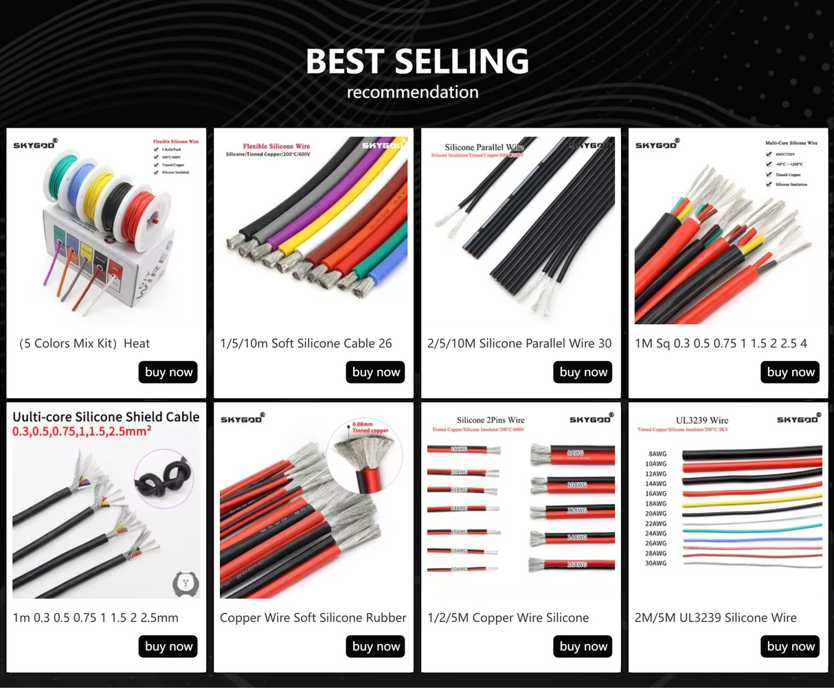 Heat Resistant Flexible Silicone Wire 5 Colors Mix Kit - 30/28/26/24/22/20/18/16AWG Stranded Cable Electrical Tinned Copper Wires