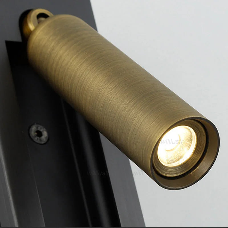 Creative Rotatable Aluminum Wall Lamp LED Embedded Sconce Hotel Cafe Bar Bedside Copper Nickle Chrome Metal Reading Lighting