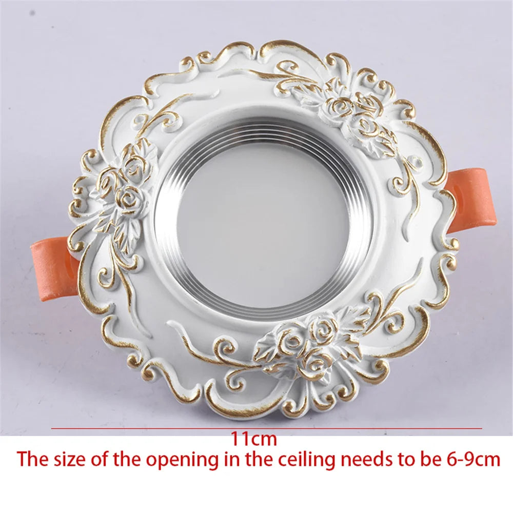 Recessed Led European Resin Lace Spotlights For Ceiling Interior Cob Home Decor 5W 7W 110V 220V Living Room Ivory Cow eye Lamp