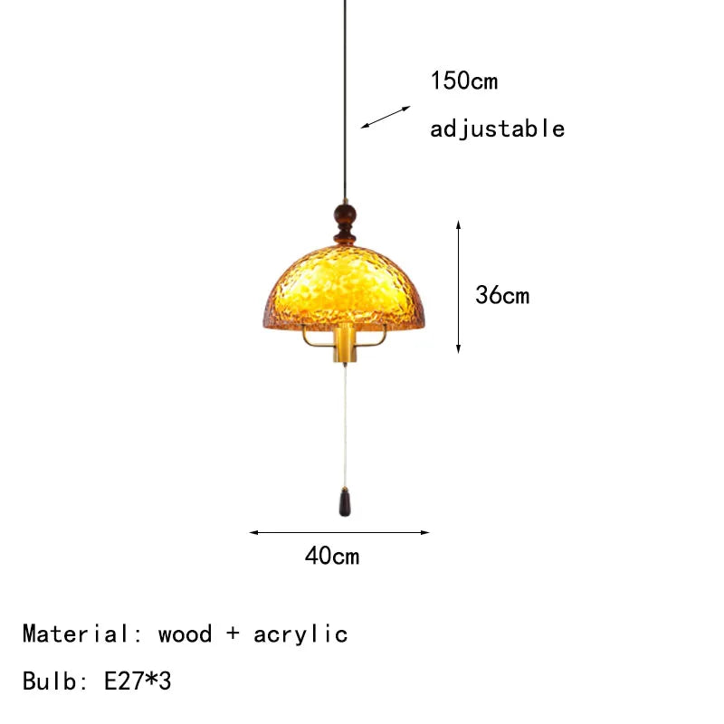 Acrylic Lampshade Pendant Lights Three E27 Bulb With Brown Wood For Bedroom Dining Room Kitchen Shop Lighting Fixtures
