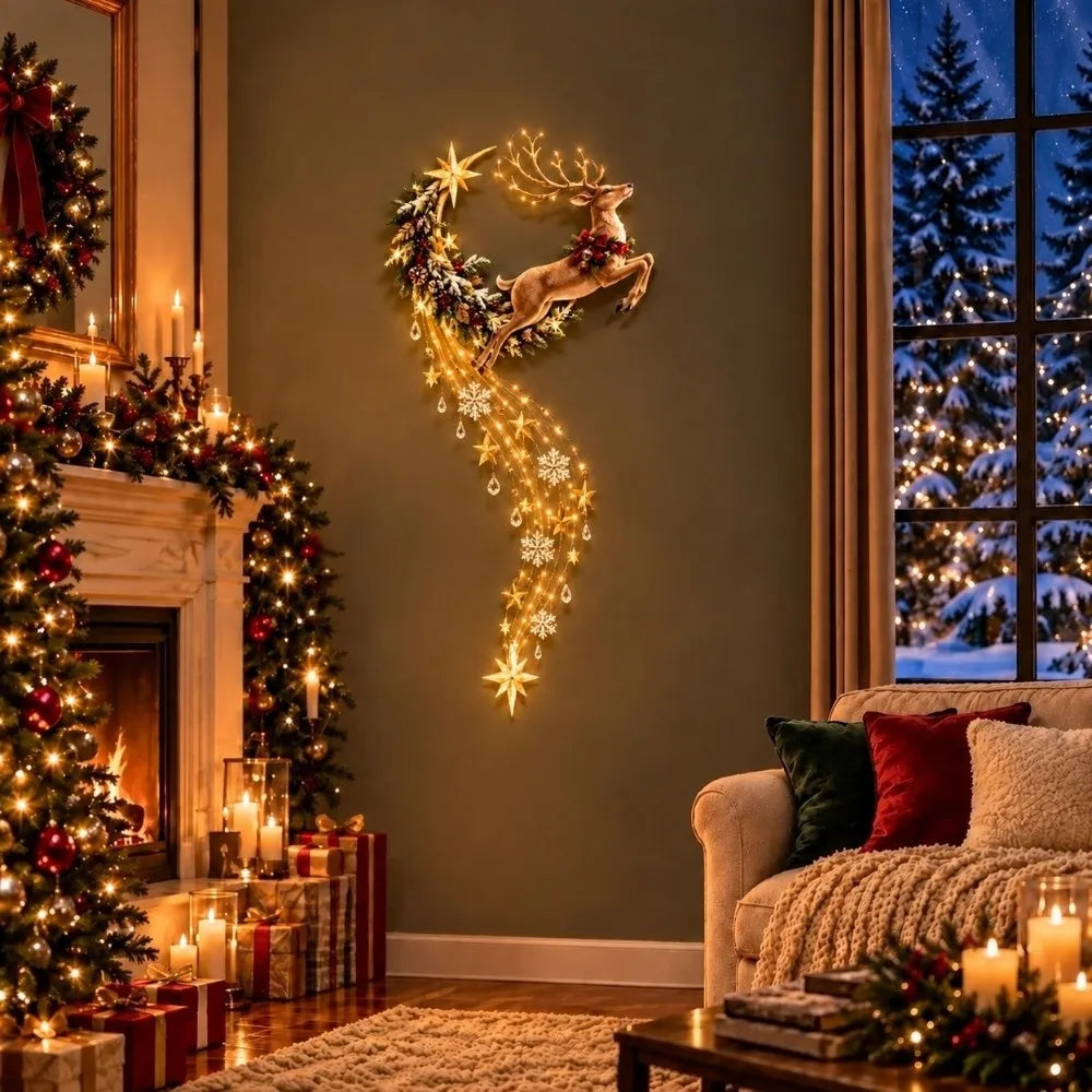 LED Angel Blessing Wall Light Wall Mounted Christmas Wall Decor Starglow Cascading Glowing Star Light Warm White Lights